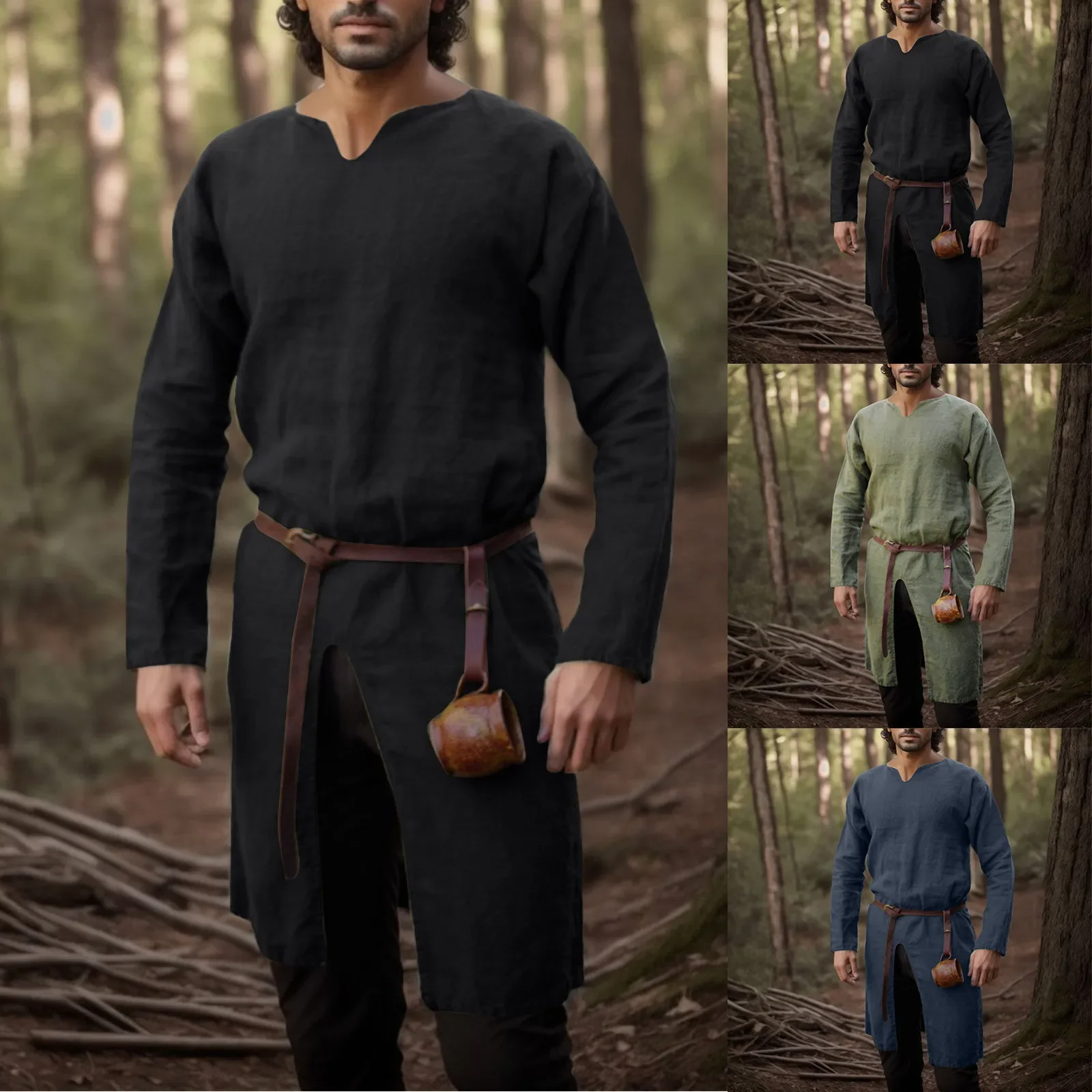Men Formal Wear Coat - Middeleeuwse Renaissance Retro Shirt Tops Tuniek