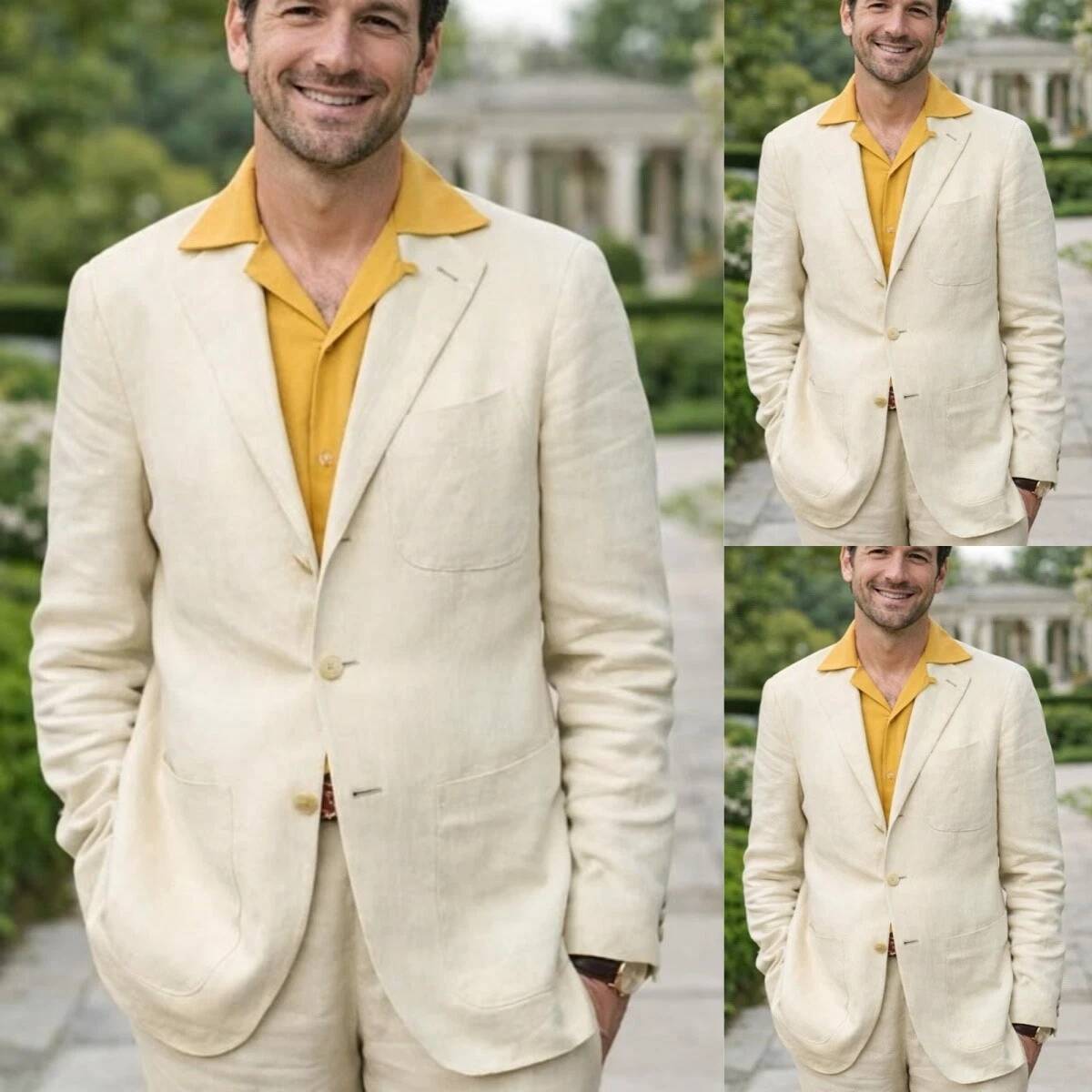 Beige linnen 2-delige herenpak - Men'S Relaxed Formal Wear recensie en prijs